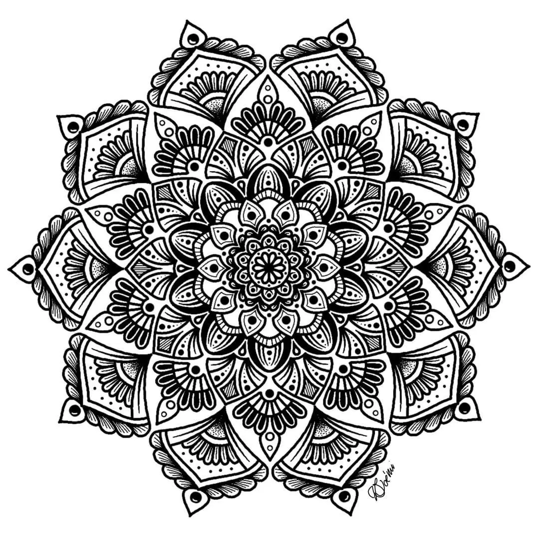 Coloriage Mandala Complexe Adulte Fleurs Art Thérapie - Mandala à imprimer
