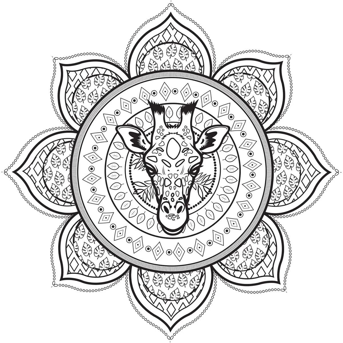 Coloriage Mandala Complexe Giraffe Pour Adulte - Adulte à imprimer