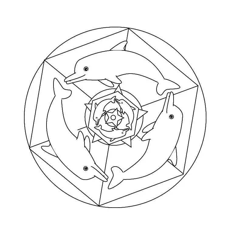Coloriage Mandala De Dauphin - Mandala à imprimer