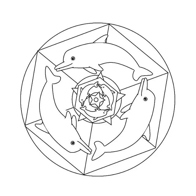Coloriage Mandala De Dauphin - Mandala à imprimer