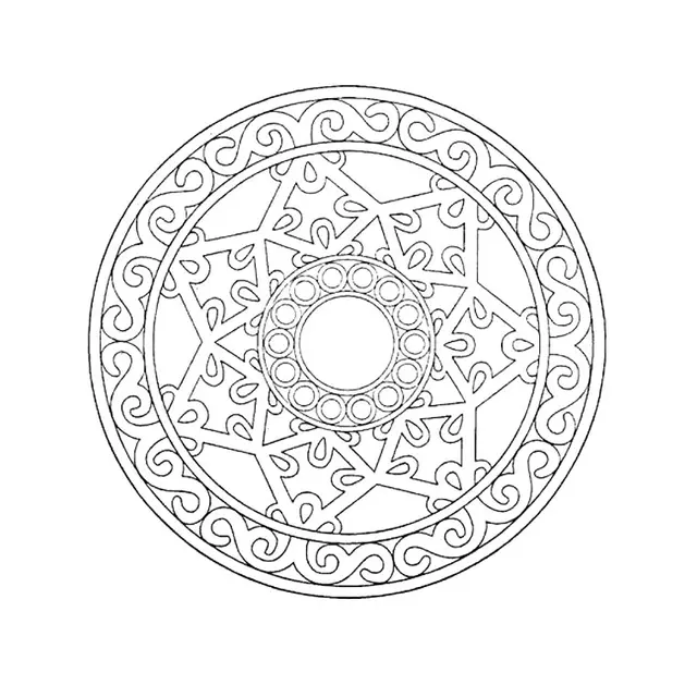Coloriage Mandala circulaire aux motifs géométriques complexes - Mandala à imprimer