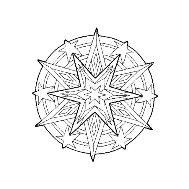 Coloriage Mandala étoilé géométrique complexe - Mandala à imprimer
