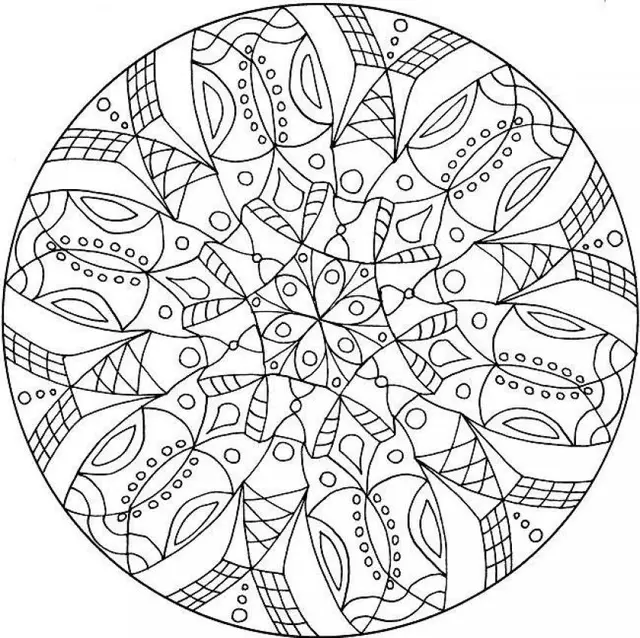 Coloriage Mandala circulaire aux pétales géométriques - Mandala à imprimer