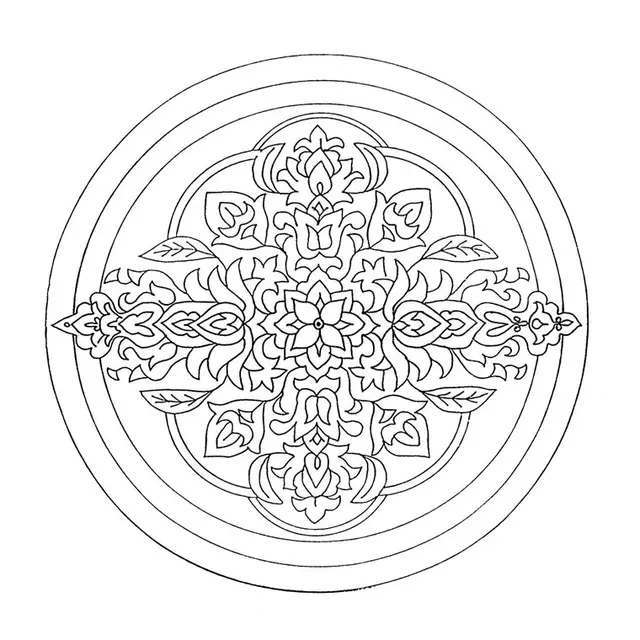 Coloriage Mandala floral géométrique symétrique - Mandala à imprimer