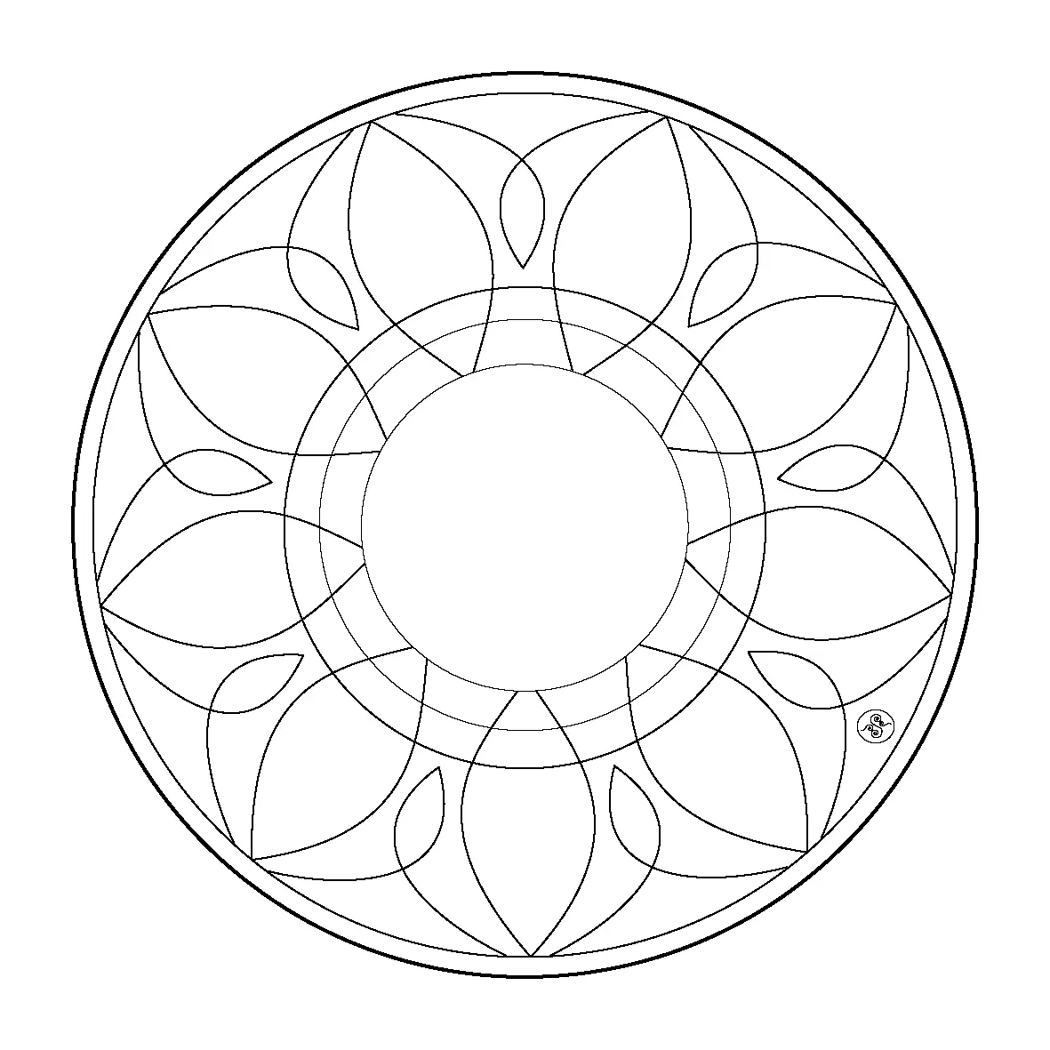 Coloriage Mandala géométrique aux motifs symétriques - Facile à imprimer