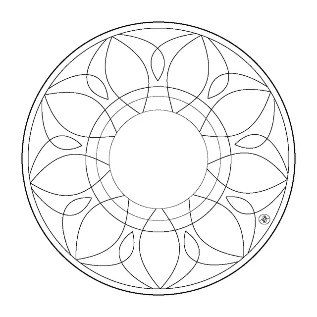 Coloriage Mandala géométrique aux motifs symétriques - Facile à imprimer