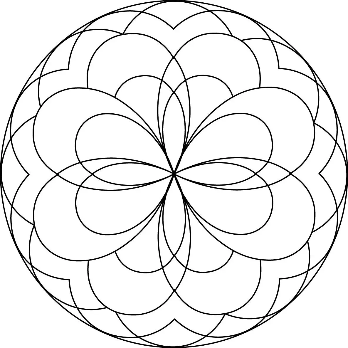 Coloriage Mandala floral avec pétales rayonnants - Facile à imprimer