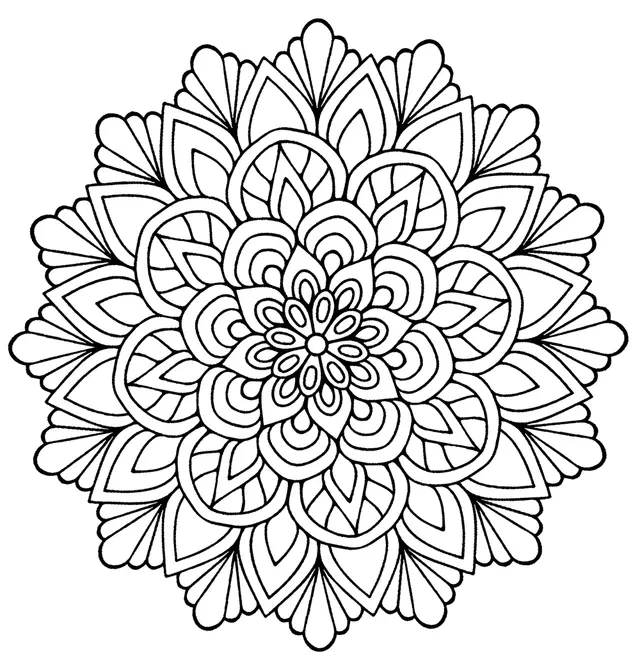 Coloriage Mandala Fleur Avec Feuilles - Fleurs à imprimer