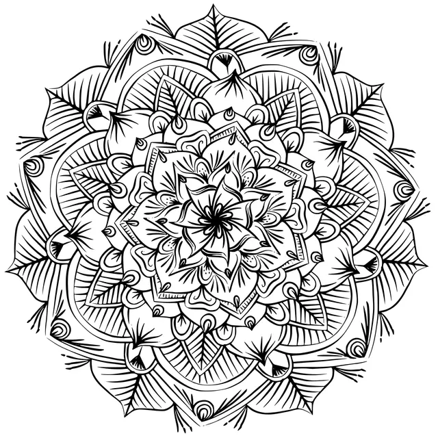 Coloriage Mandala Floral Symétrique et Détaillé - Mandala à imprimer