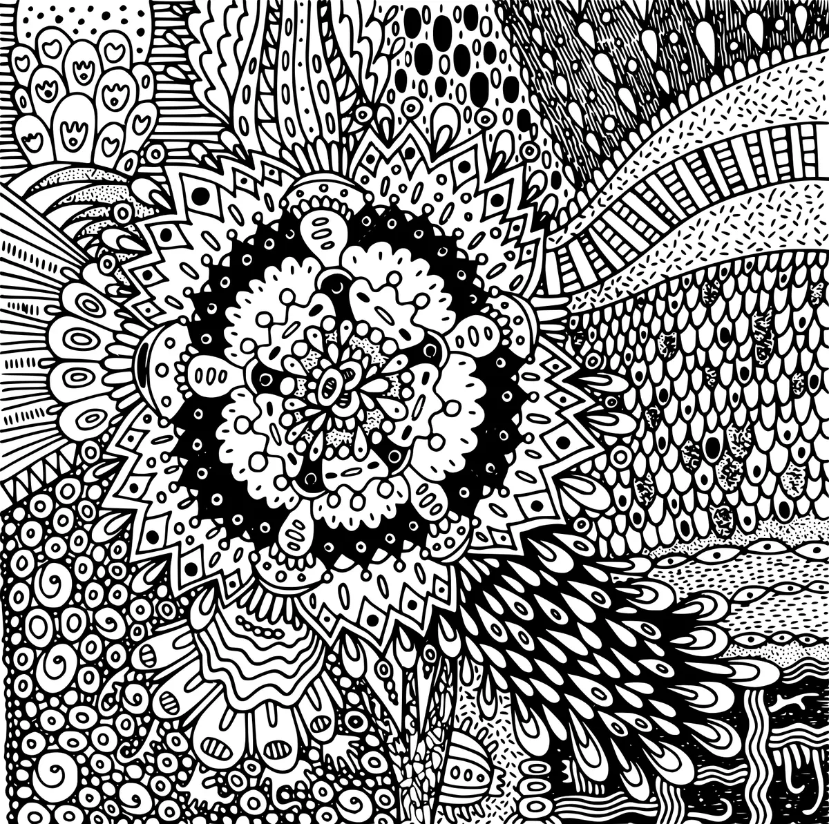 Psychedelic Flower Mandala coloring page to print