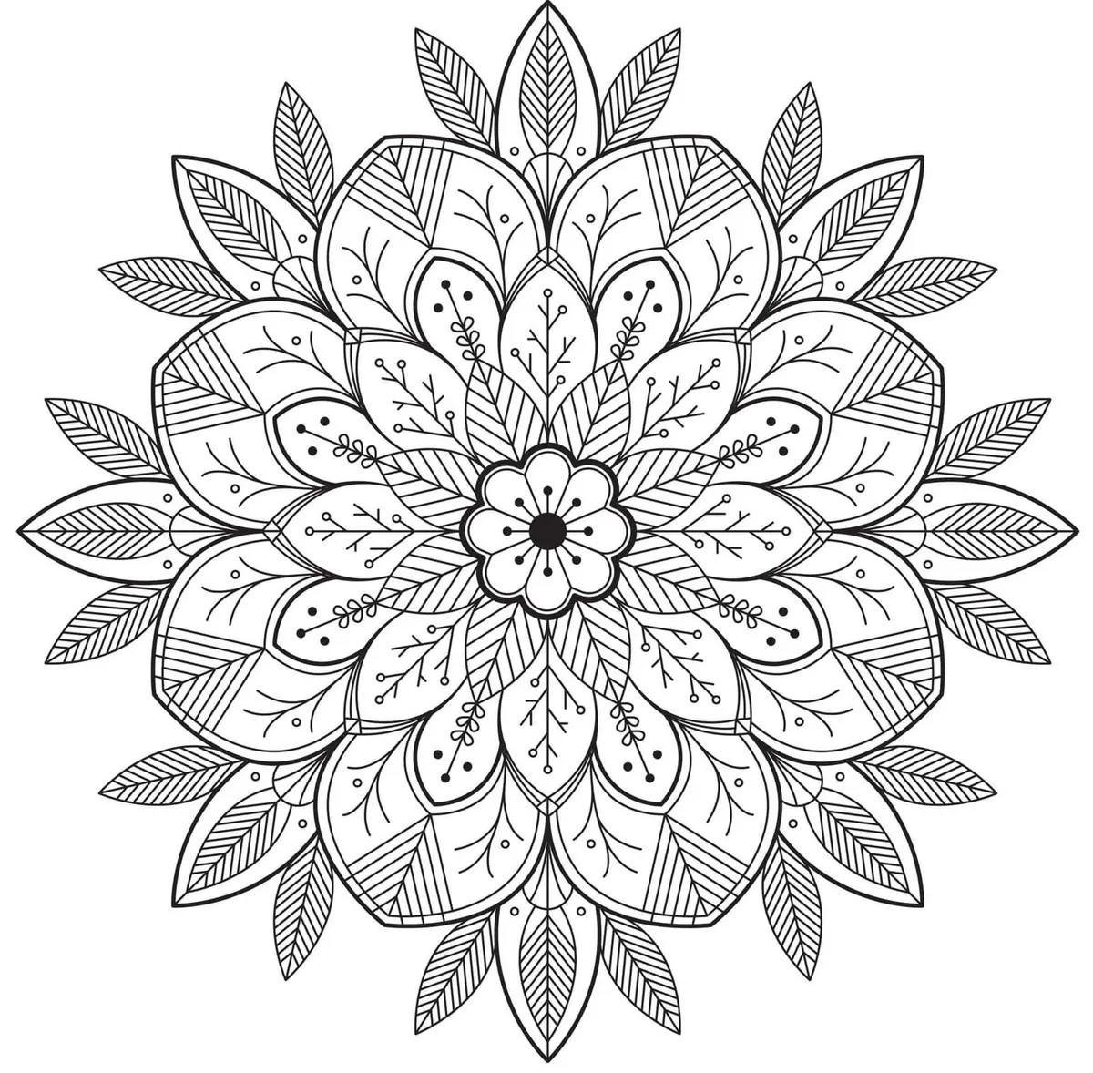 Floral Mandala for Adults coloring page to print