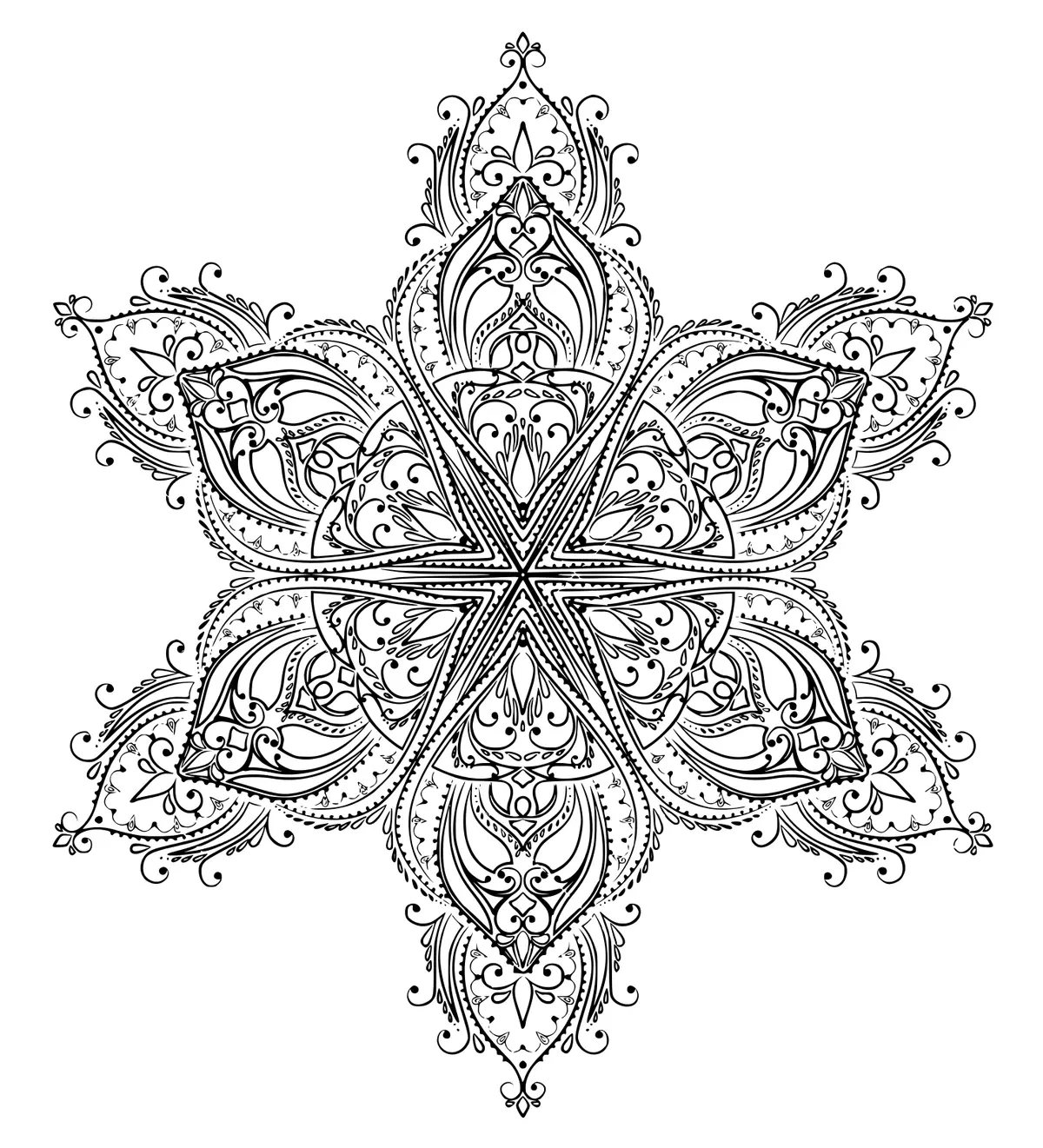 Star Shape Mandala coloring page to print