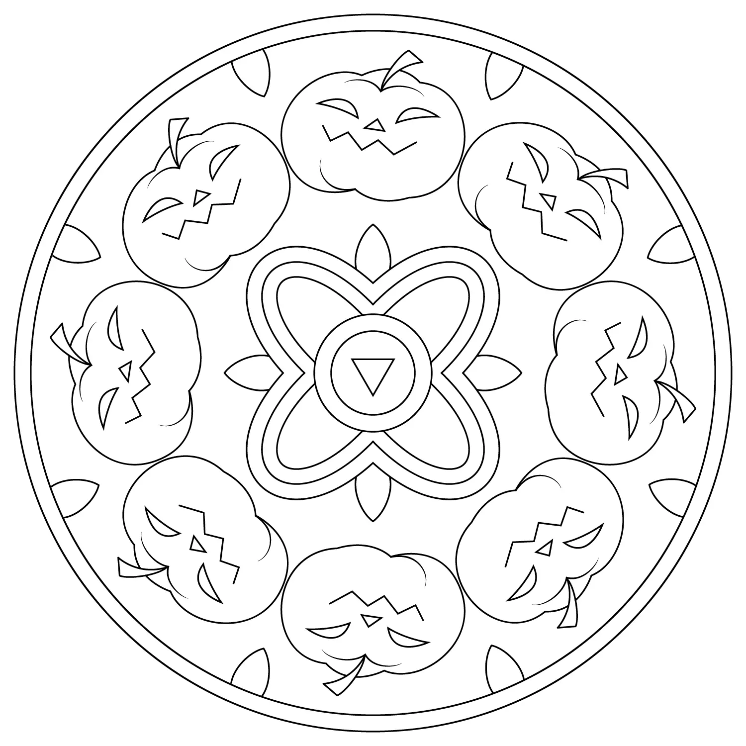 Coloriage Mandala Halloween Citrouilles Maternelle Facile - Halloween adulte à imprimer