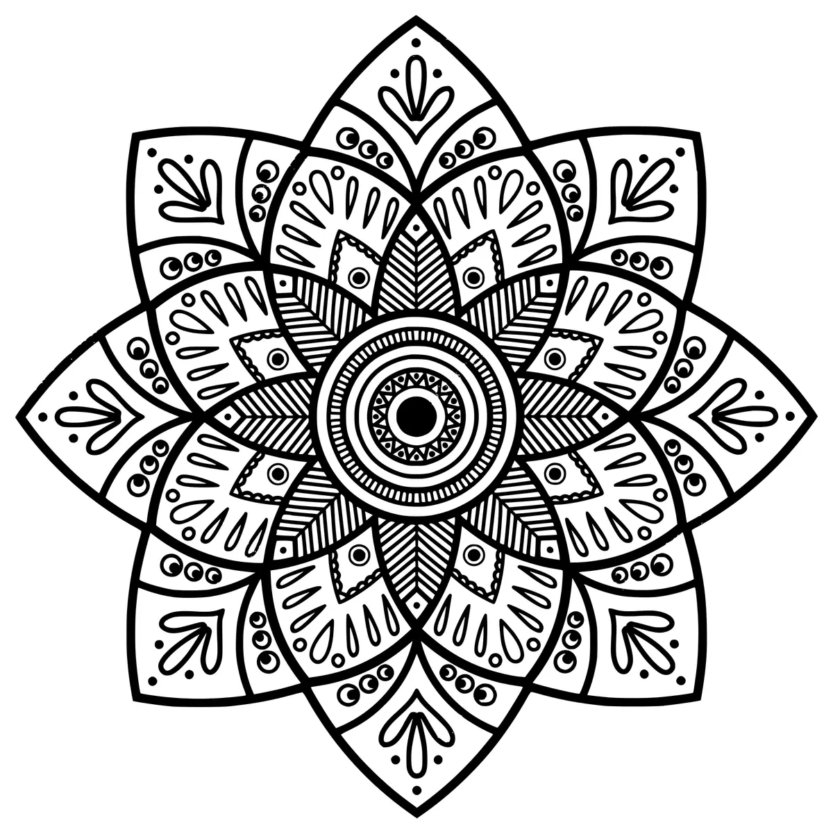 Ausmalbild Indianisches Mandala Medaillon zum Ausdrucken