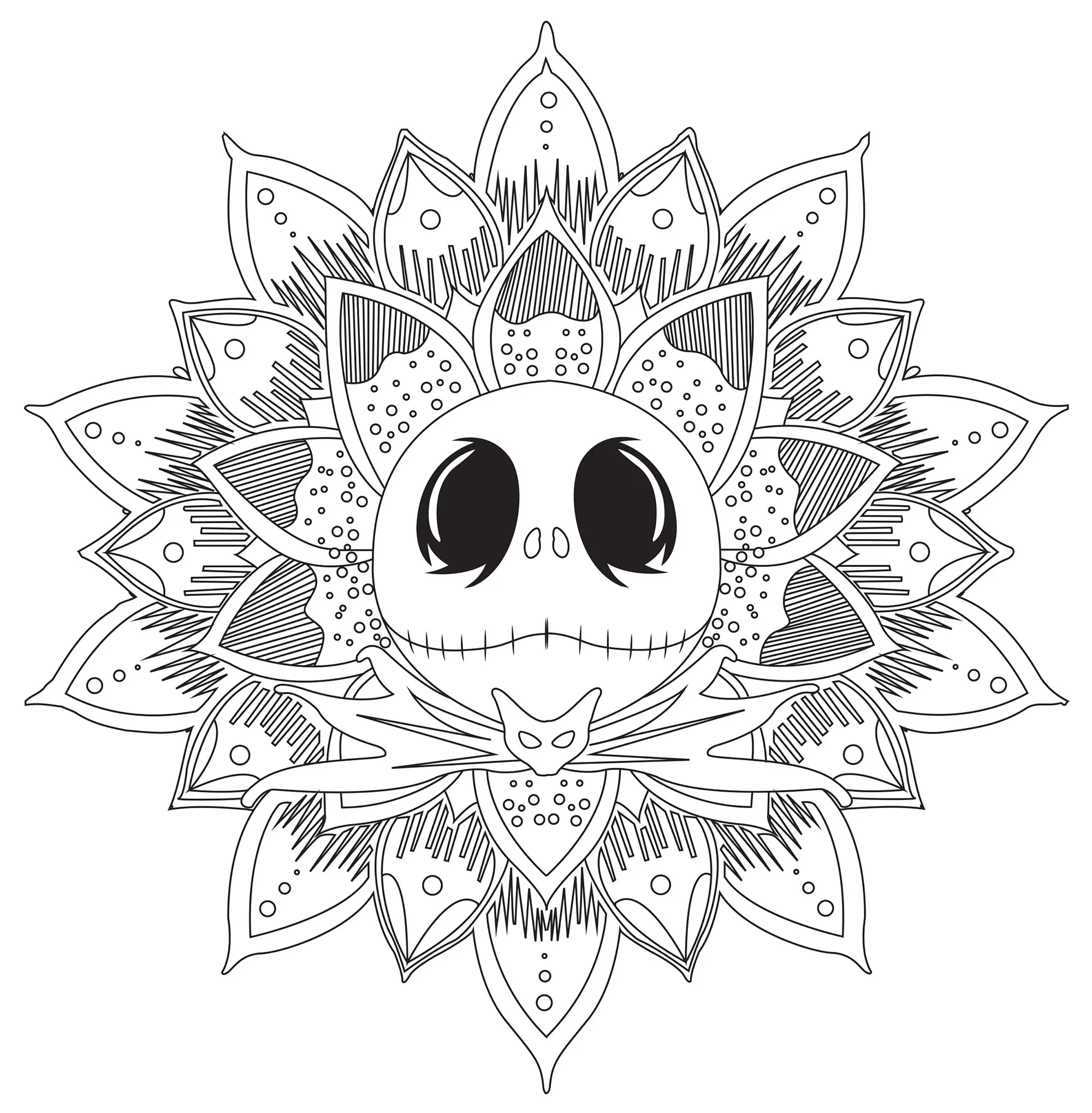 Coloriage Mandala Jack Skellington - Monsieur jack à imprimer