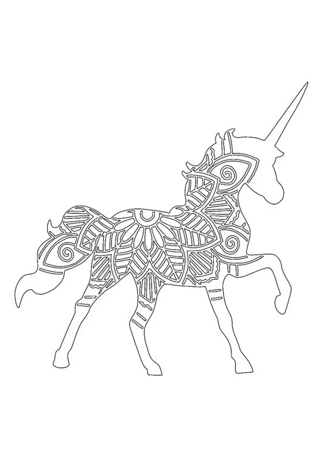 Magical Unicorn Mandala coloring page to print