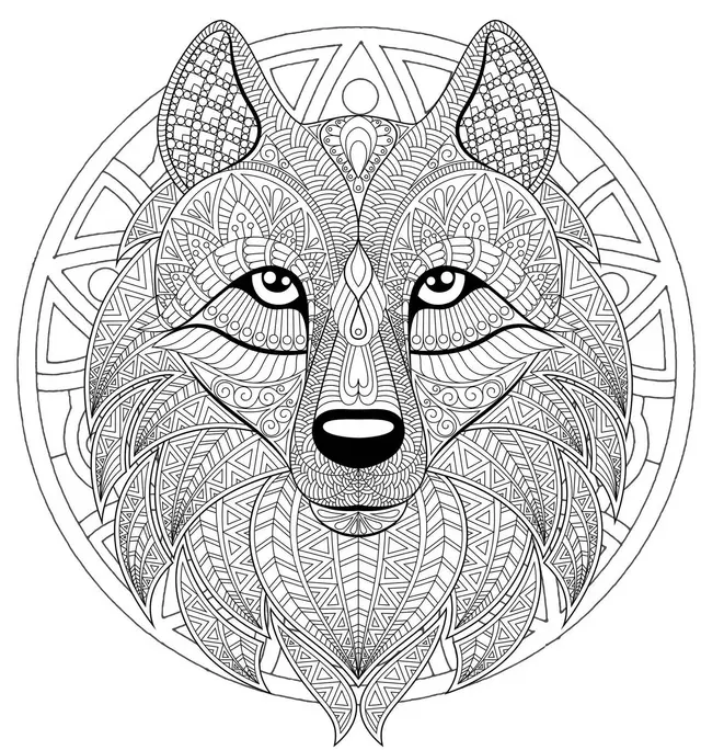 Coloriage Mandala Loup Difficile Complexe Beau Loup - Mandala à imprimer