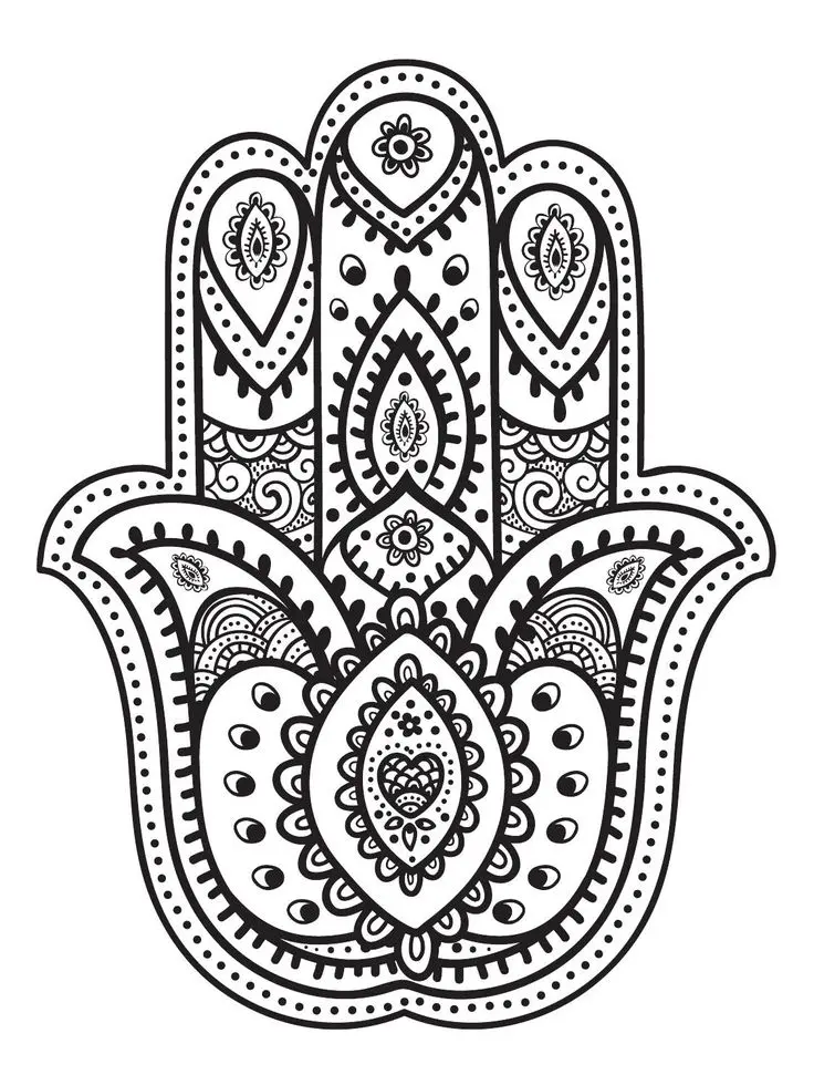 Coloriage Mandala Main Oriental De Fatma - Adulte à imprimer