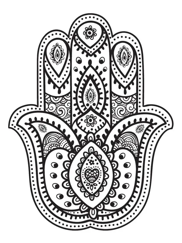 Coloriage Mandala Main Oriental De Fatma - Adulte à imprimer
