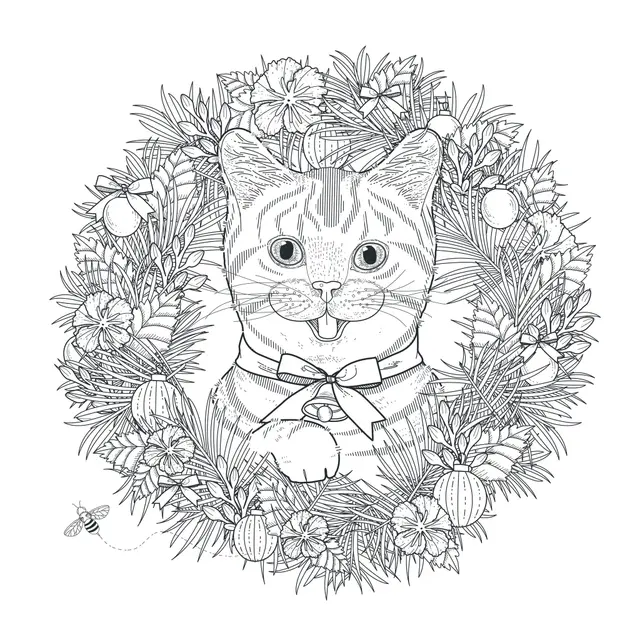 Ausmalbild Weihnachts-Katze Mandala für Erwachsene Ausmalbilder zum Ausdrucken