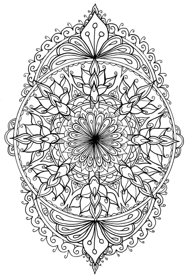 Coloriage Mandala Oval By Welshpixie - Adulte à imprimer