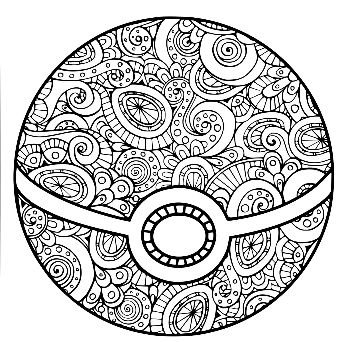 Pokeball Mandala coloring page to print