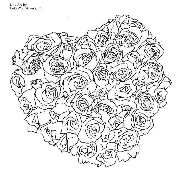 Coloriage Mandala Rose Cœur - Coeur à imprimer