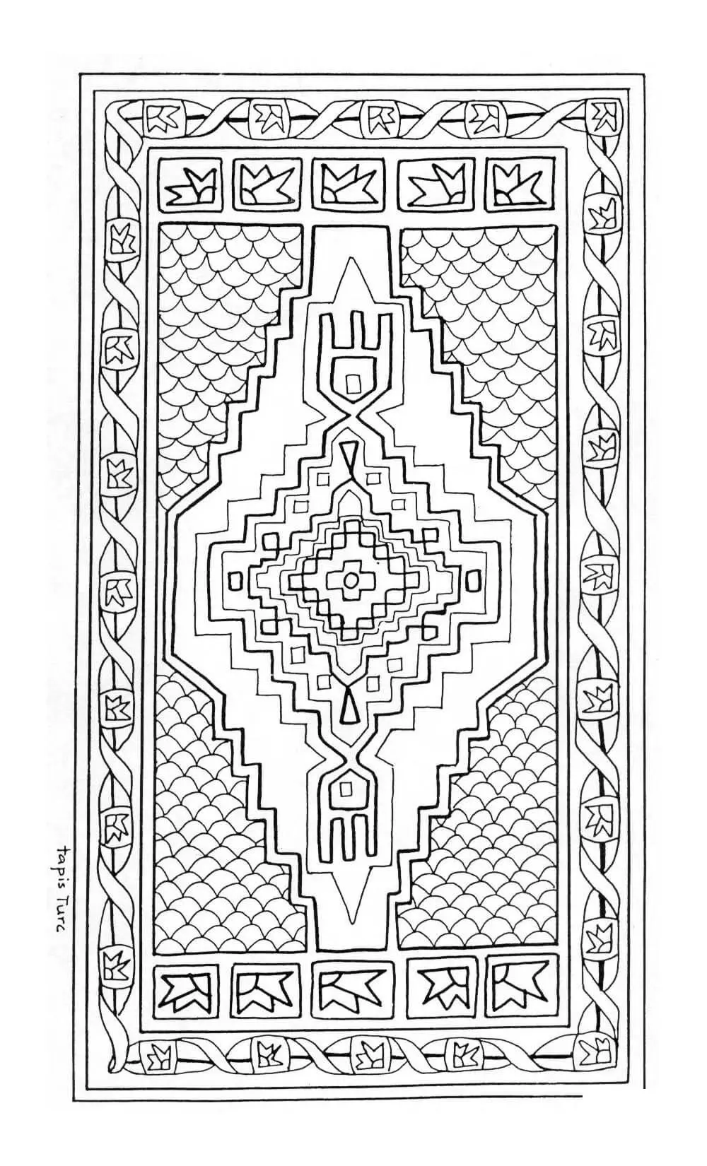 Joeke Remkus De Vries Turkish Rug Mandala coloring page to print