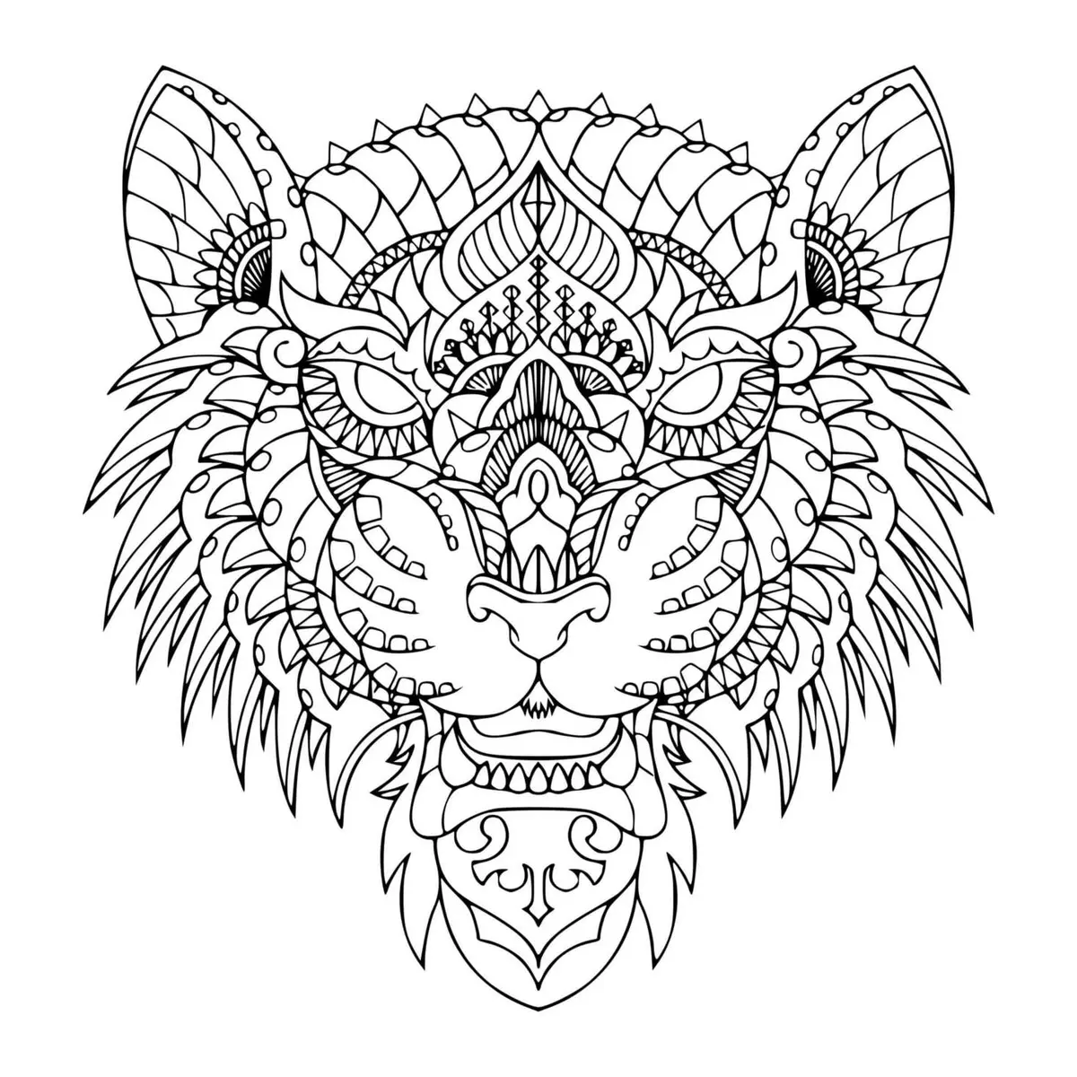 Zen Tiger Mandala coloring page to print