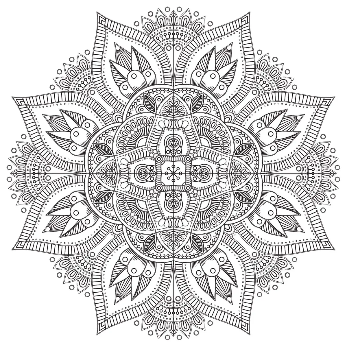 Zen Antistress Difficult Mandala coloring page to print