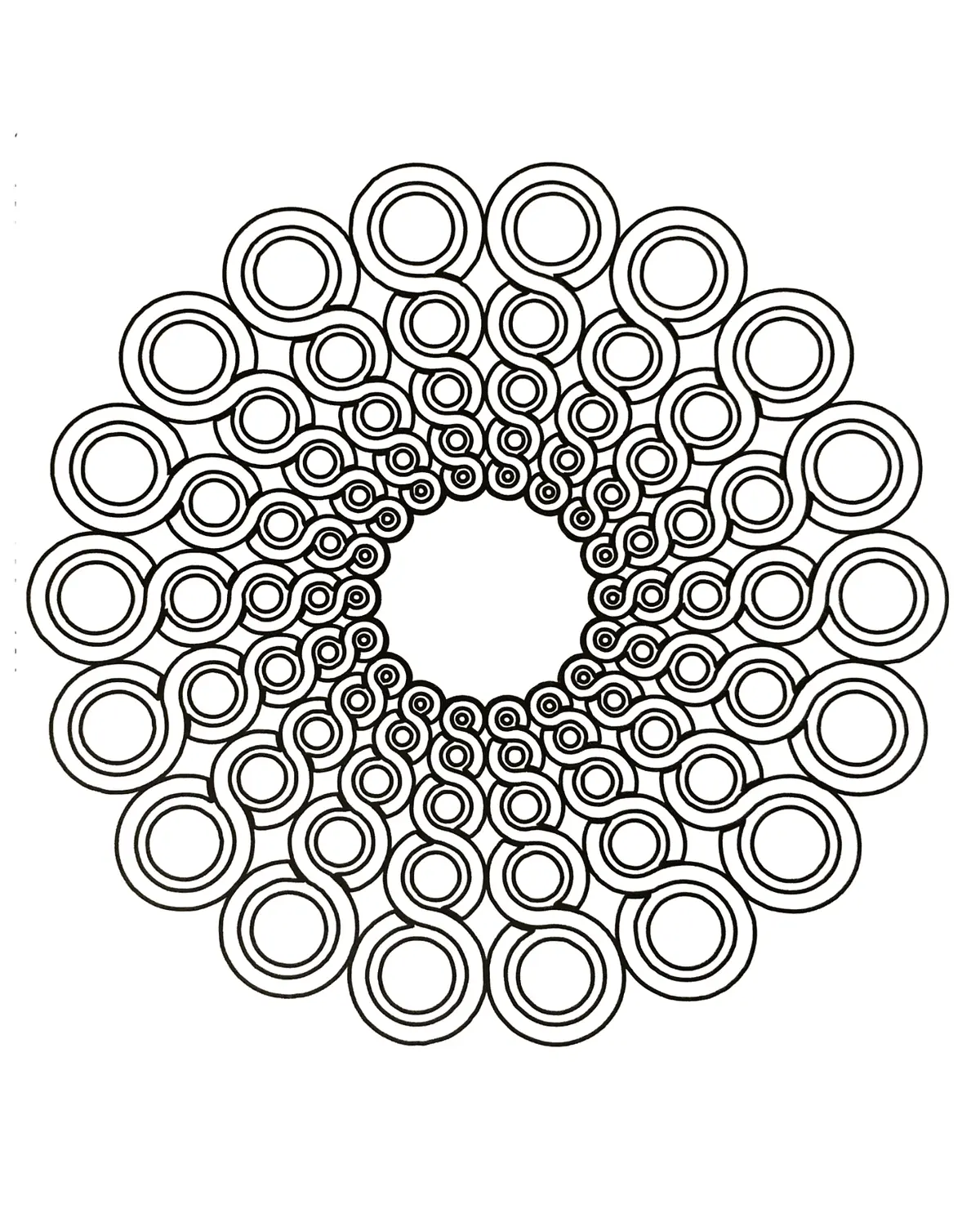 Coloriage Mandala Géométrique Complexe Symétrique - Adulte à imprimer