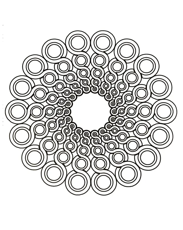 Coloriage Mandala Géométrique Complexe Symétrique - Adulte à imprimer
