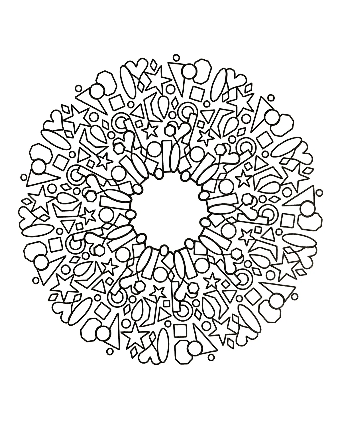 Coloriage Mandala géométrique complexe à motifs symétriques - Adulte à imprimer