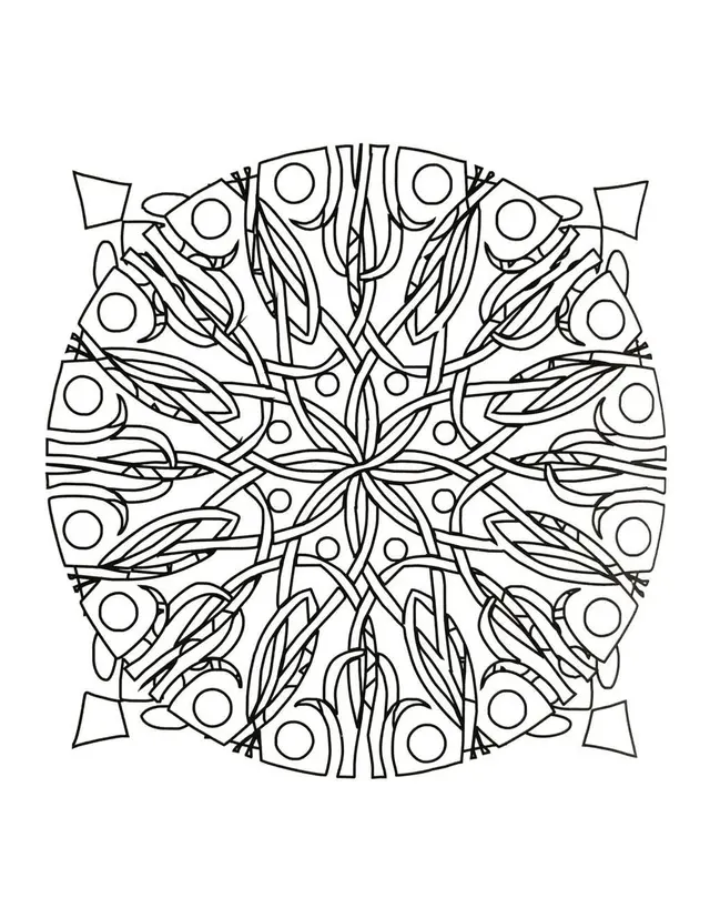 Coloriage Mandala géométrique aux motifs circulaires - Mandala à imprimer