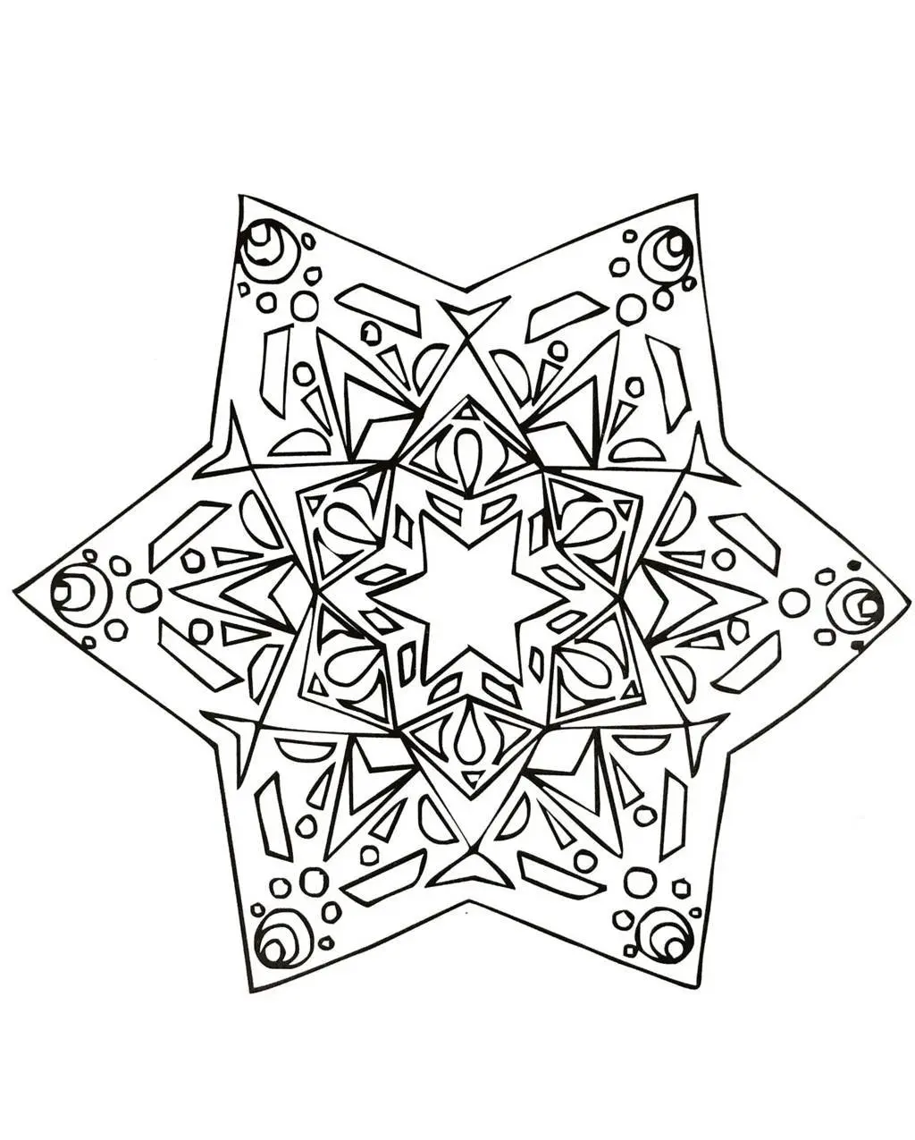 Floral Mandala with Symmetrical Patterns coloring page to print