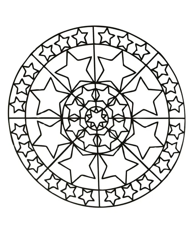 Coloriage Mandala géométrique aux motifs symétriques - Mandala à imprimer
