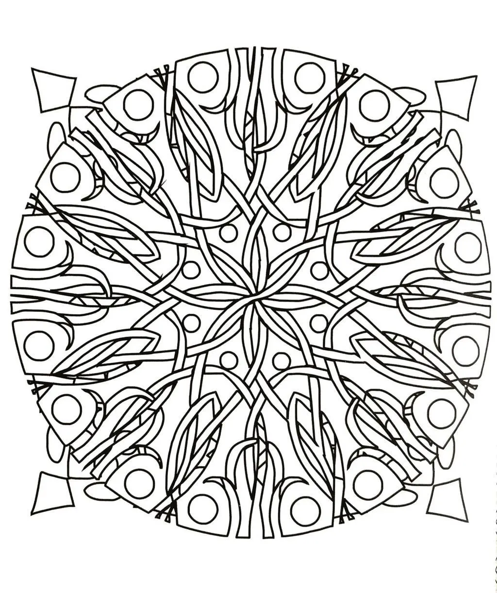 Floral Mandala with Concentric Shapes coloring page to print