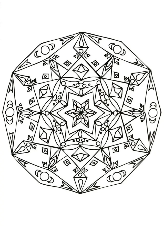 Coloriage Mandala géométrique aux motifs circulaires - Mandala à imprimer