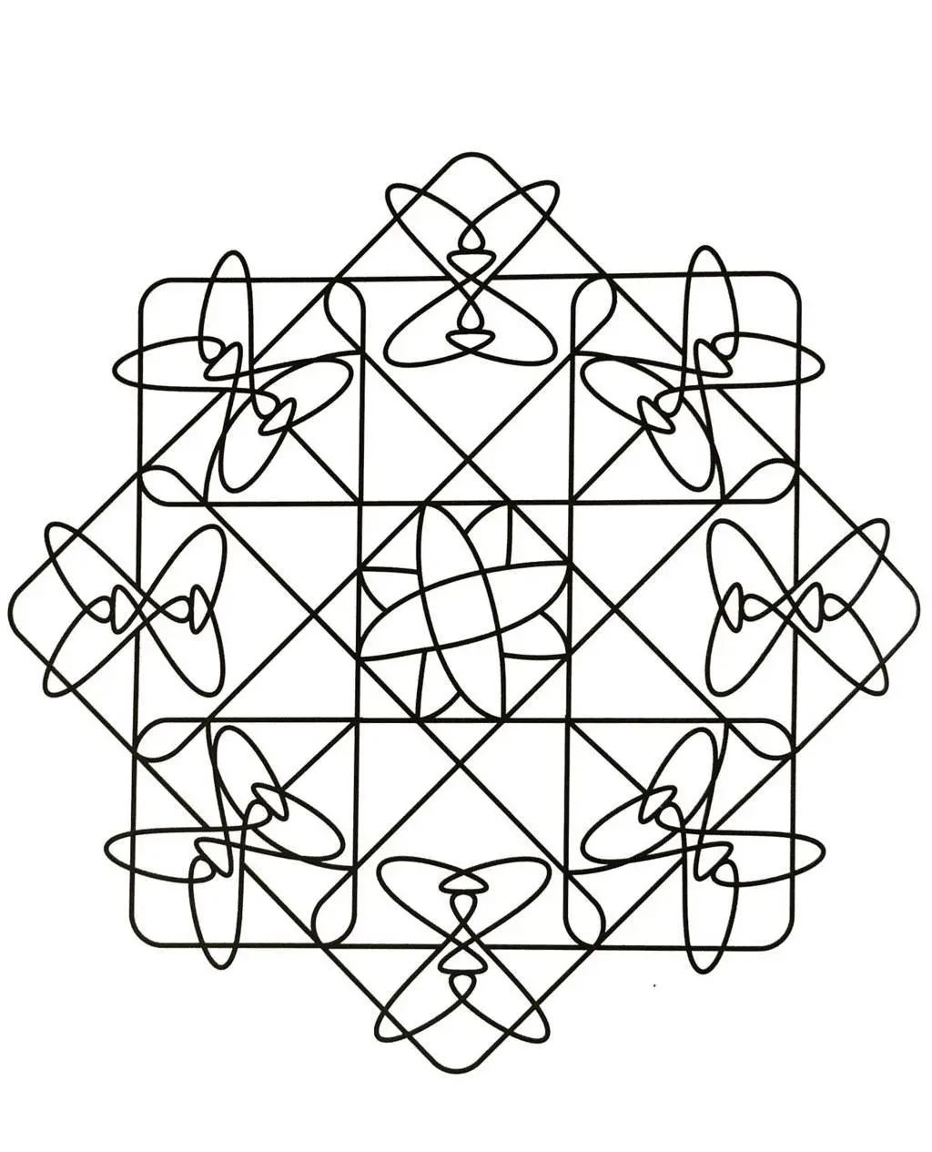 Ornamental Mandala with Interlocking Spirals coloring page to print