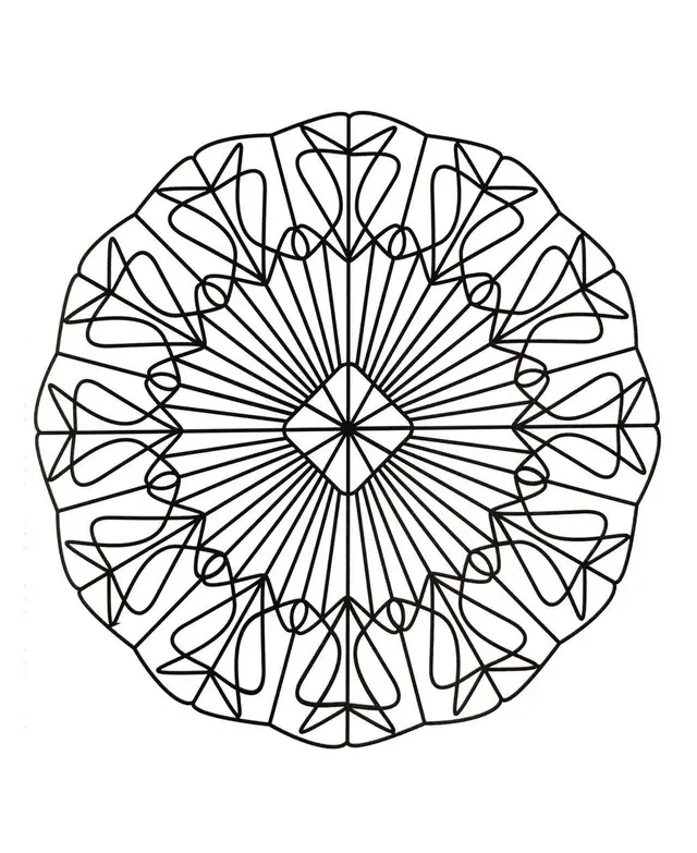Coloriage Mandala géométrique aux motifs symétriques - Mandala à imprimer