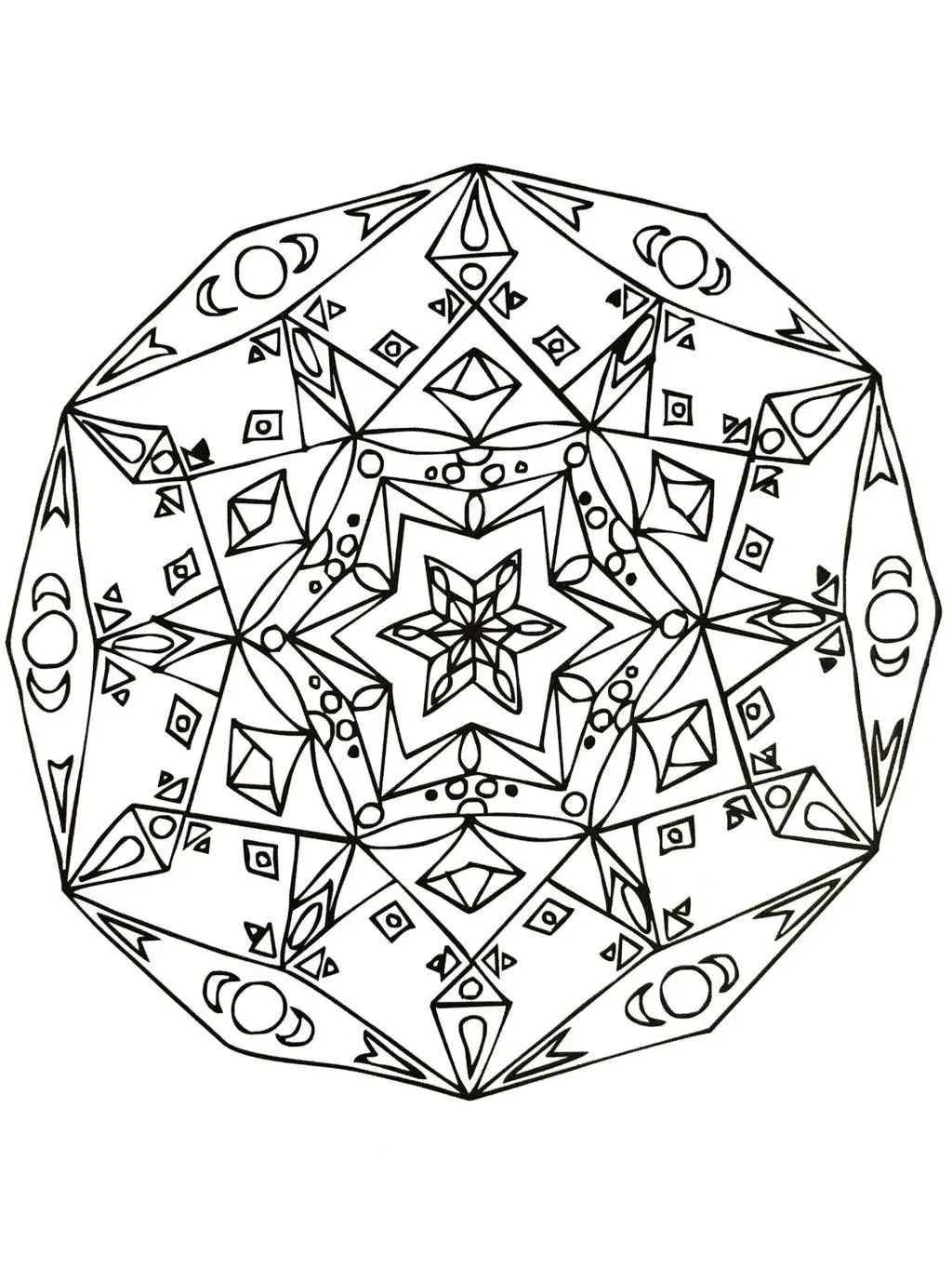 Floral Mandala with Circular Rosettes coloring page to print