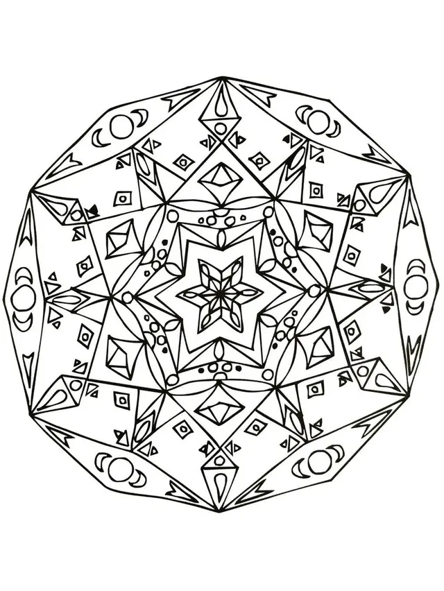 Coloriage Mandala fleuri avec rosaces circulaires - Mandala à imprimer