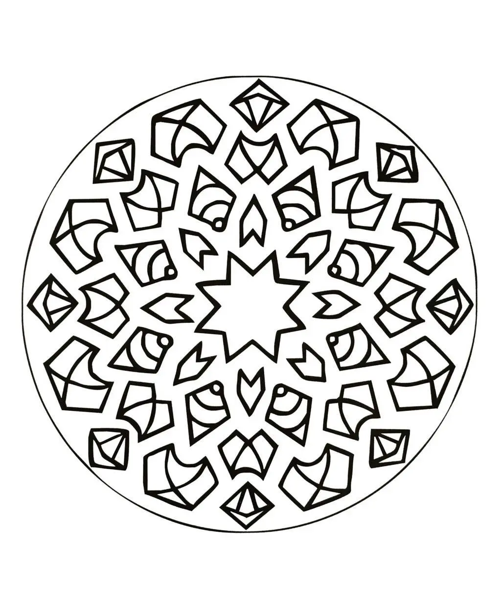 Ornamental Mandala with Concentrated Spirals coloring page to print