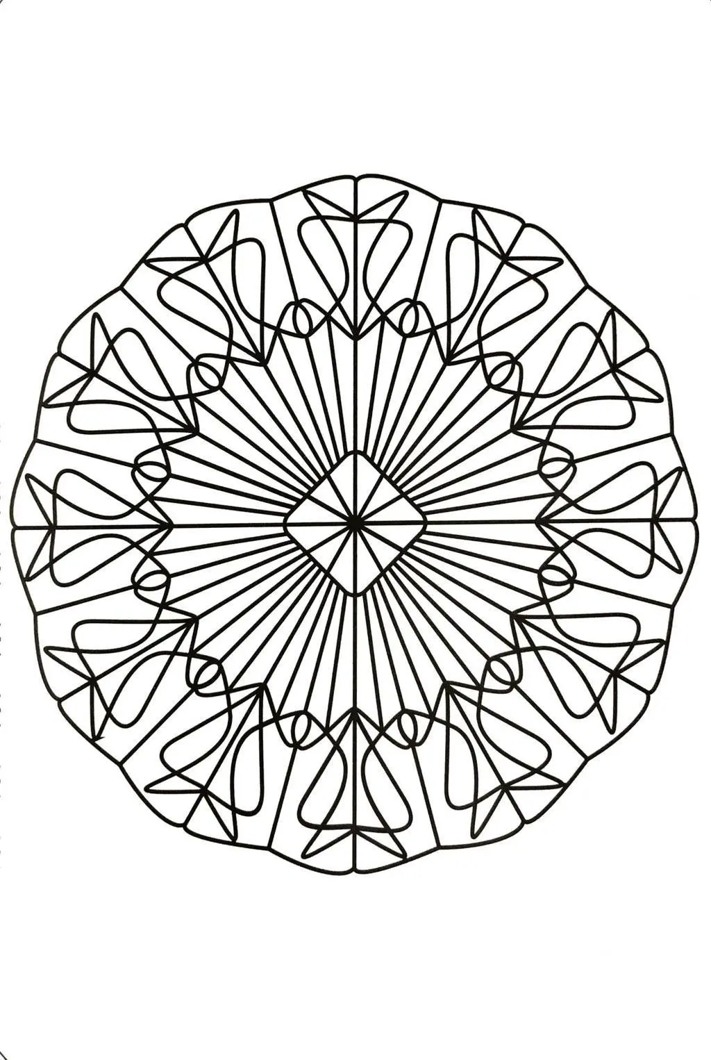 Geometric Mandala with Symmetric Patterns coloring page to print