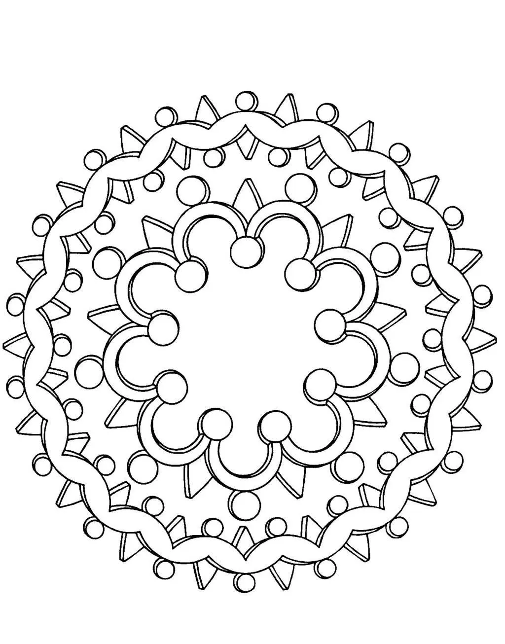 Floral Mandala with Intertwining Spirals coloring page to print
