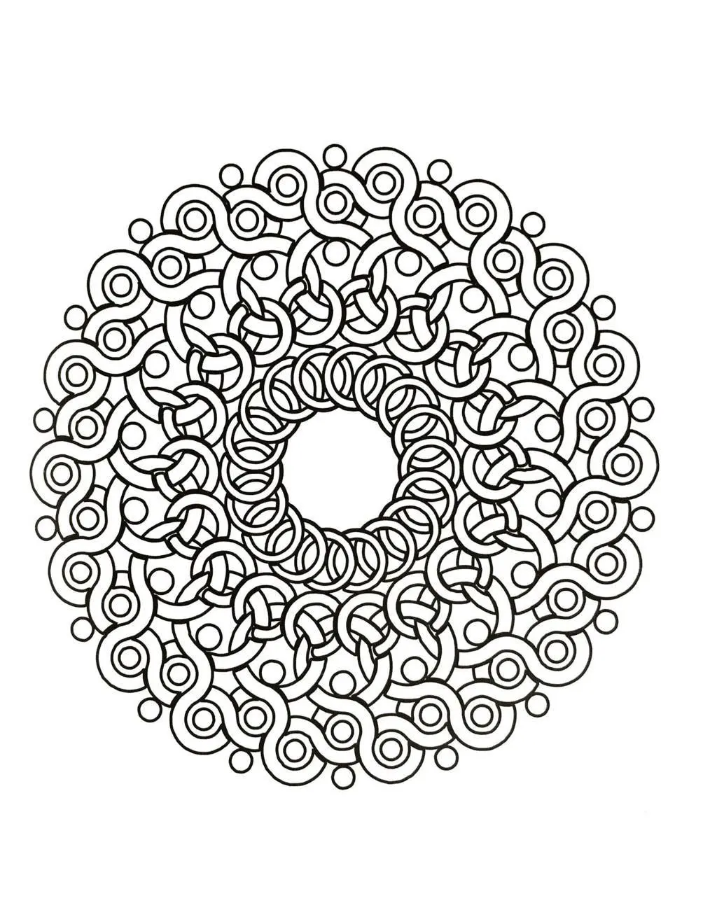 Geometric Mandala with Circular Patterns coloring page to print