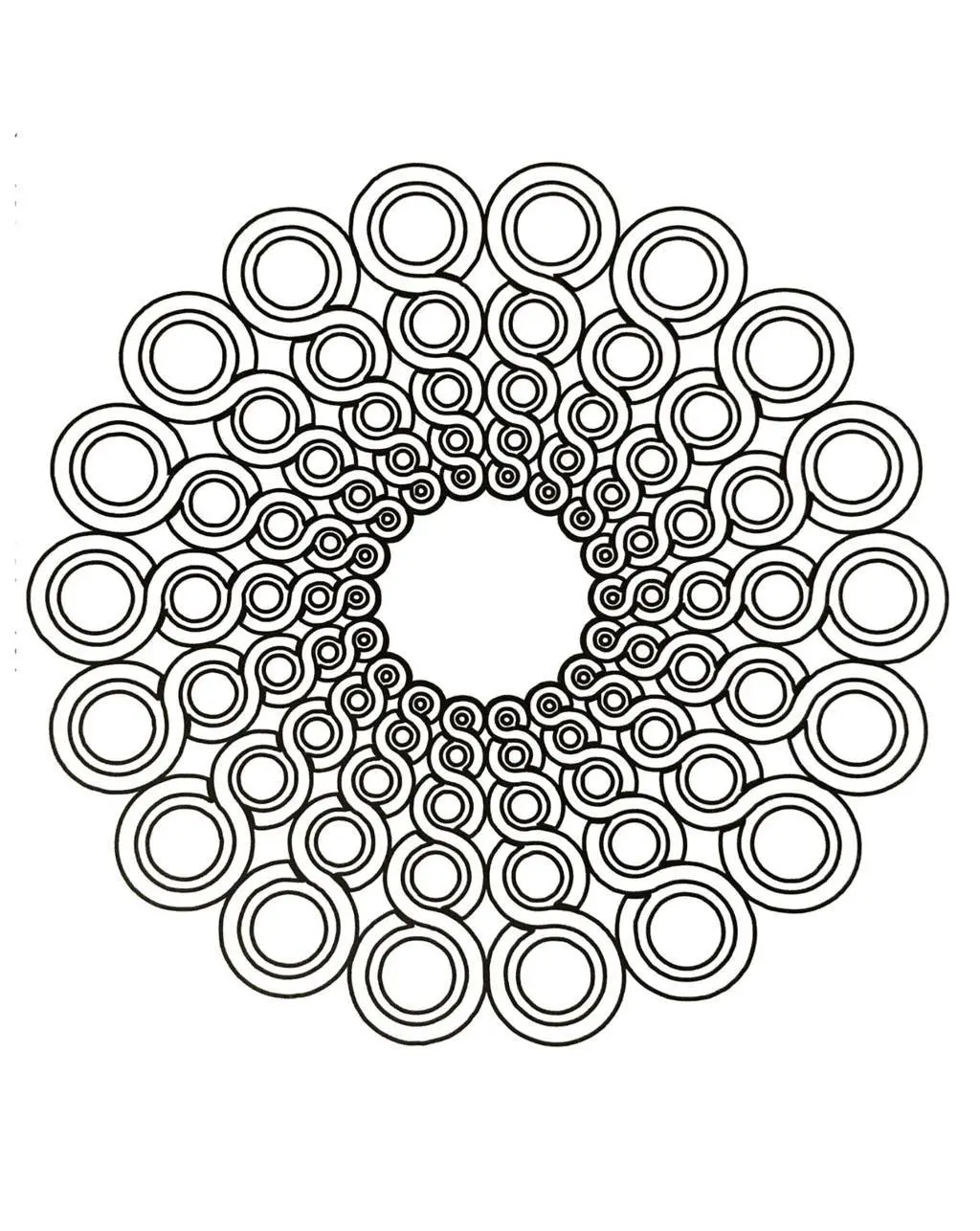 Floral Mandala with Symmetrical Patterns coloring page to print
