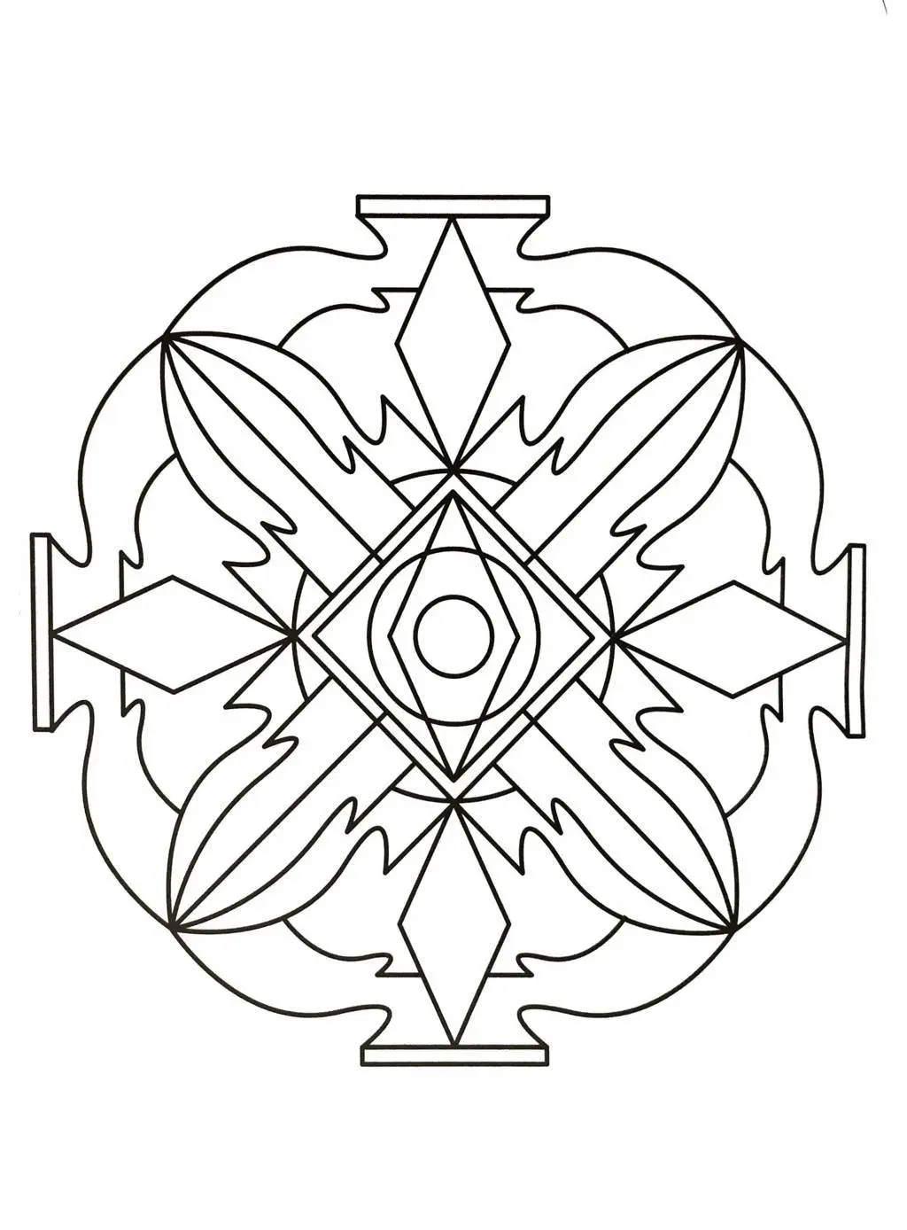 Geometric Mandala with Circular Patterns coloring page to print