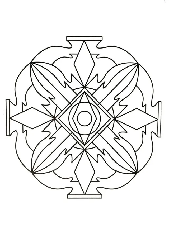 Coloriage Mandala géométrique aux motifs circulaires - Mandala à imprimer