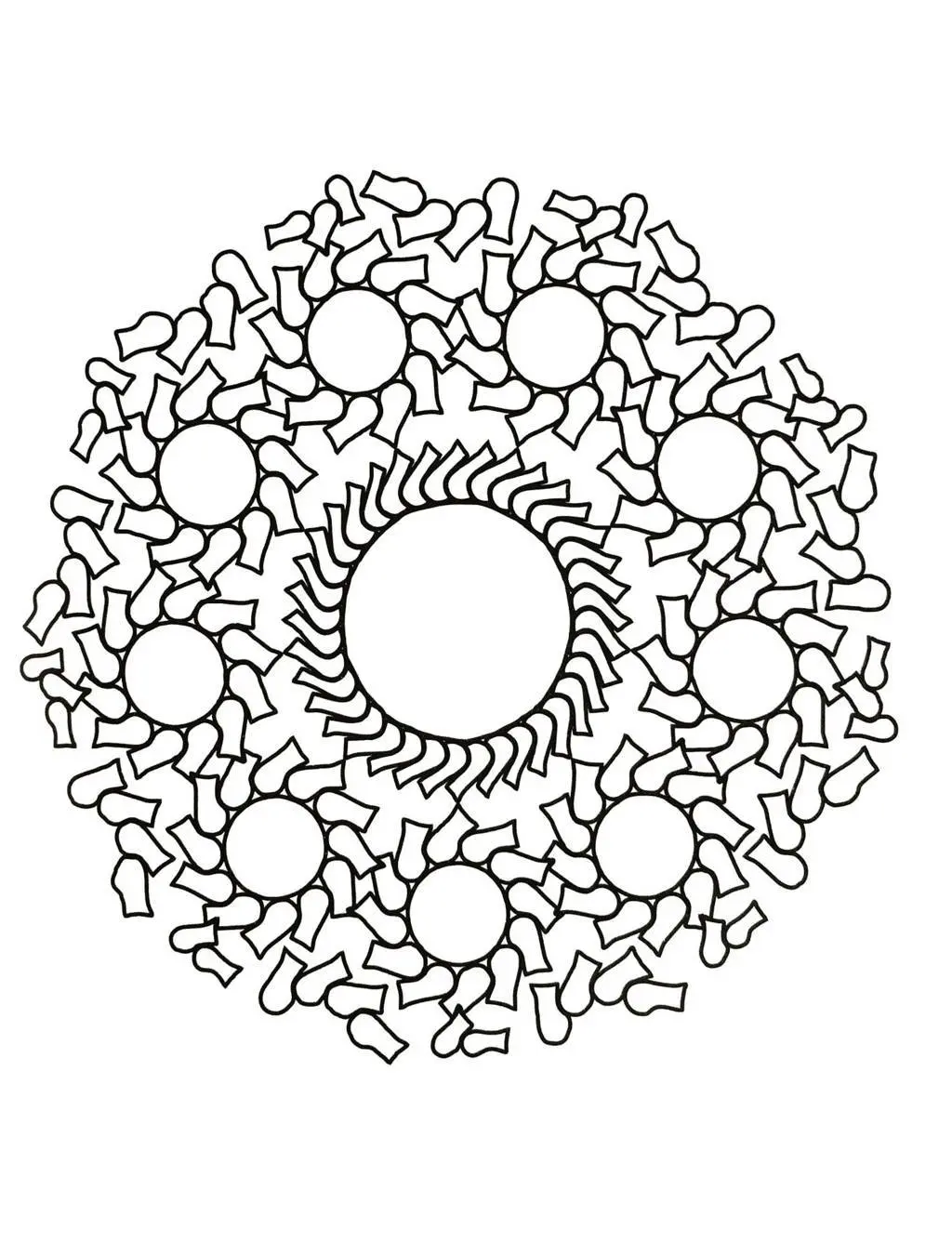 Ornamental Mandala with Complex Spirals coloring page to print